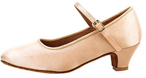 AOQUNFS Scarpe da Ballo da Sala Latino Salsa Standard Bambina e Donna,WX501-4.5-Beige,EU34
