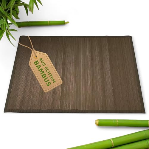 Japanwelt Rutschfester Bambus-Teppich I Wasserabweisende Bambusmatte, Badematte Duschmatte Bad-Vorleger Matte, Holzteppich Läufer aus Bambus für Küche, Flur, Bad & Wohnzimmer (Braun, 170 x 230 cm)