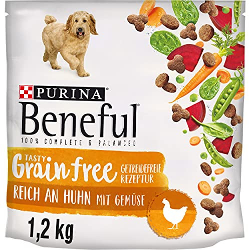 Beneful Beneful PURINA BENEFUL Tasty Grainfree Hundefutter trocken, getreidefrei, mit Huhn, 6er Pack (6 x 1,2kg)