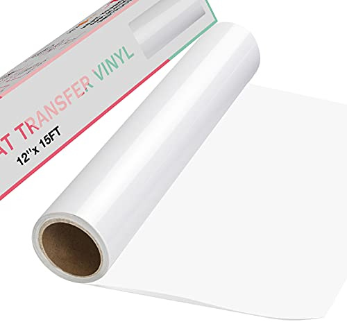 HTVRONT Plotterfolie Textil, 30,5cm x 4,57m, Flexfolie Weiß | Flexfolie, Zum Aufbügeln, Für T-Shirt & Stoffe, Einfach zu entgittern & zu bügeln, Für alle Plotter