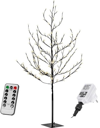 VOLTRONIC LED Kirschblütenbaum, innen und außen, IP44, Timer, warmweiß, Fernbedienung, Größenwahl, 180 cm 200 LEDs