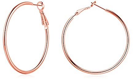 Josfeva 925 Sterling Silber Creolen, 40mm Rosegold Ohrringe, Groß Endless Huggie Rund Kreolen, Klapp-Ohrhänger für Damen Frauen Mädchen