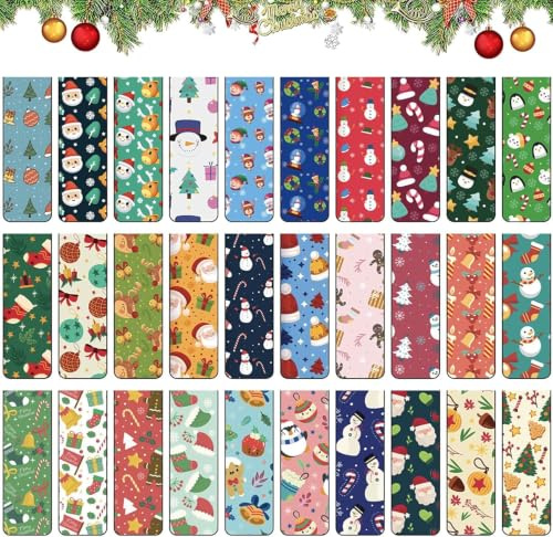 Sunshine smile Magnetische Lesezeichen,30 Stück Weihnachten Magnetische Lesezeichen,Bunte Magnetmarkierungen,Lesezeichen für Kinder,Magnetseiten,Schulkind Geschenk Lesehilfe Kinders