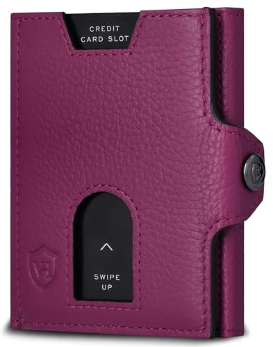 VON HEESEN Slim Wallet mit XL Münzfach & RFID Schutz - Leder Geldbörse Herren klein - Mini Geldbeutel Damen Portmonee - Kartenetui Echtleder Karten Portemonnaie - Kreditkartenetui Pink