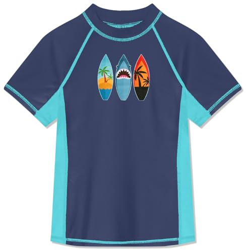 BesserBay Boy's Crew Neck Short Sleeve Rash Guard Shirt UPF 50+ Rash Vest 5-14 Years
