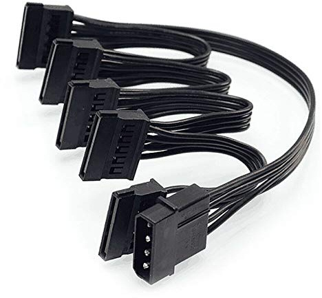 Dellx 4Pin IDE a cable de suministro de 5 puertos 4Pin Molex to Multi SATA Port 18AWG cable de alambre para disco duro HDD SSD PC