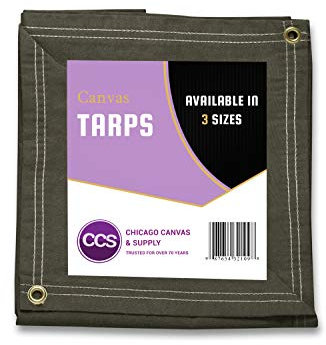 CCS CHICAGO - Lona de lona impermeable extra resistente de 21 onzas - Lona de camping extra duradera con ojales inoxidables, uso industrial y comercial, color verde oliva, 12 x 14 pies