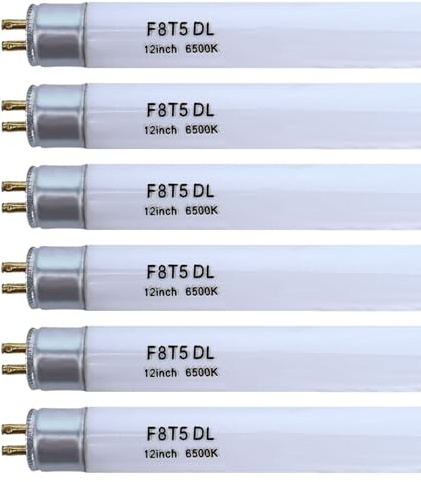 Accway (6 Pack) F8T5/DL 6500K 12’’ Linear Fluorescent Light Bulb, 8W Day Light T5 Tube, F8T5/D Bright White Lamp G5 Base Replacement for Under Cabinet Light, RV, Closet