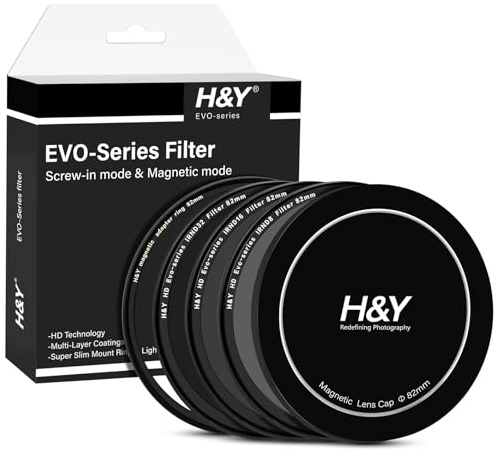 H&Y EVO 82mm ND Lens Filter Kit (ND8 ND16 ND32), Magnetic & Threaded 2-in-1 Lens Filter, HD Optical Glass Neutral Density Filters with 22-Layer Nano-Coating for Video & Photography