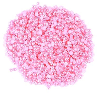 KONTONTY 2000stücke Runde Gefärbte Perlen Aus Abs-material Lose Perlen Zum Basteln Und Herstellen Von Halsketten Flache Rückseite Für Einfache Anwendung Rosa