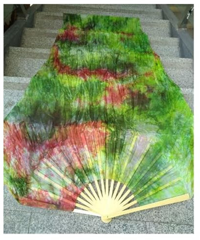 Bauchtanz Fan Professionelle Bauchtanz-Seiden-Fächerschleier, Schwarze Blume, grüner Hintergrund, Bauchtanz, Lange Fächer, Verschiedene Größen (Color : Sky Blue, Size : 180cm(71 Inch))