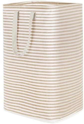 Lifewit Tvättkorg, Stor Hopfällbar Vattentät Tvättkorg med Handtag, Laundry Basket, Clothes Basket för Sovrumför, Kläder, Handdukar, Leksaker, Beige, 80L