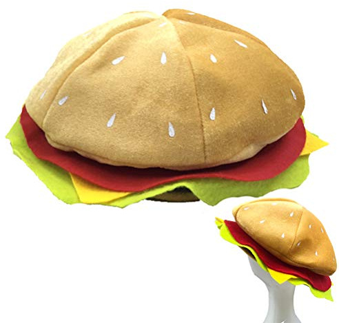 Hamburger-Mütze, Süßer, Gemütlicher Lustiger Partyhut Weihnachten, Karneval, Halloween. Goldener Cheeseburger-Hut aus Samt Zum Verkleiden (Wie Gezeigt)