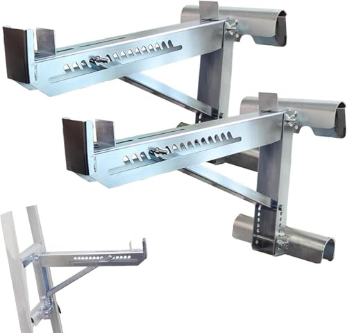 2 PCS Leiterheber,Verstellbare Leiterlasthalterung,Gerüsthalterung,Leiterheber mit zwei Sprossen,Verstellbare Ladder Jack Stabilisator Leiter Stand,für Leitern bis 20 Zoll Breite,Tragfähigkeit 250 kg