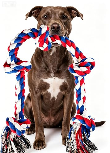 Speedy Panther Indestructible Dog Rope Toys for Large Aggressive Chewers, Tough Dog Chew Toy, 90cm 5 Knots Tug of War Toys for Teeth Cleaning