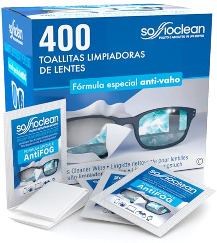 400 Brillen-reinigungstucher Soffioclean Brillenputztücher und Reinigung von Displays Bildschirmen - Antibeschlag und Entfernen Schmutz und Fett - Empfindlich und Wegwerfbar