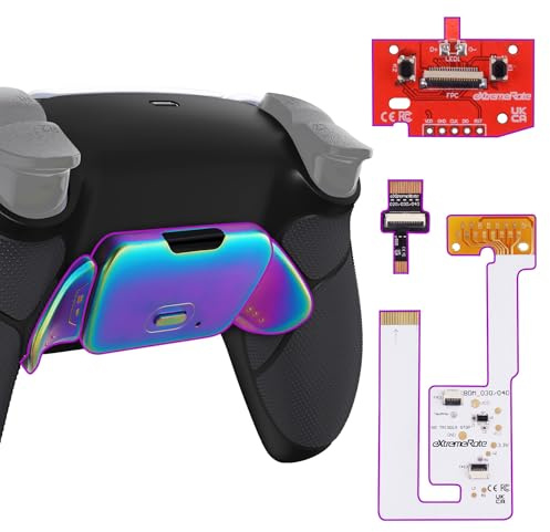 eXtremeRate Rise V3 Remap Kit Programmable pour ps5 Manette BDM-030/040/050, Coque Arrière Redessinée avec 2 Palette Métal pour ps5 BDM-030/040/050, Métal Bleu Vert Violet et Noir
