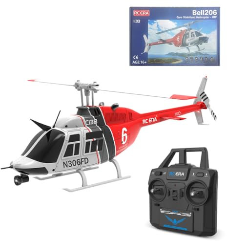 BAUBAUPLAY RC Hubschrauber, C138 1/33 206 Ferngesteuertes Helicopter, 2.4G 6CH Kein Querruder mit Optischer Flussortung Fliegendes Spielzeug Geschenk für Erwachsene - RTF