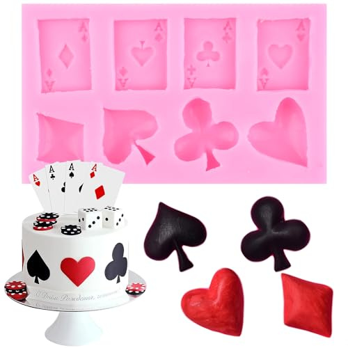 XMOLDNMS Carte da gioco in silicone per fondente cioccolato, stampo a ciambella, per decorare torte, cupcake, topper in gomma, caramelle, polimeri di argilla