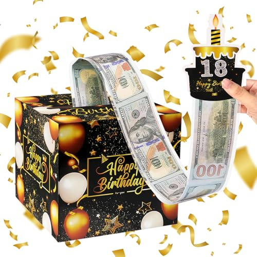 DAJISI Geburtstag Spardose Bargeld Geschenk Ziehen, Geldgeschenkbox mit 30 transparenten Tüten, herausziehbare Karte für jedes Alter, Geldgeschenkideen zum Herausziehen von Bargeld
