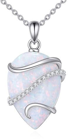POPLYKE Labradorit/Larimar/Lapis Lazuli/Türkis/Opal/Moonstone Halskette für Frauen Sterling Silber Teardrop Halskette Schmuck Geschenk für Frauen