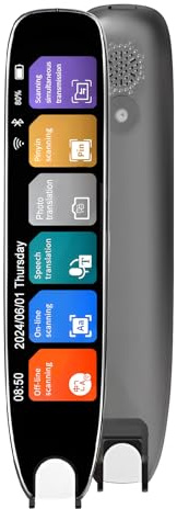 luolety Stylo de lecture de numérisation, stylo de traducteur OCR pour dyslexie, 142 langues de traduction vocale, lecture hors ligne avec écran tactile pour réunions, apprentissage, voyageurs,