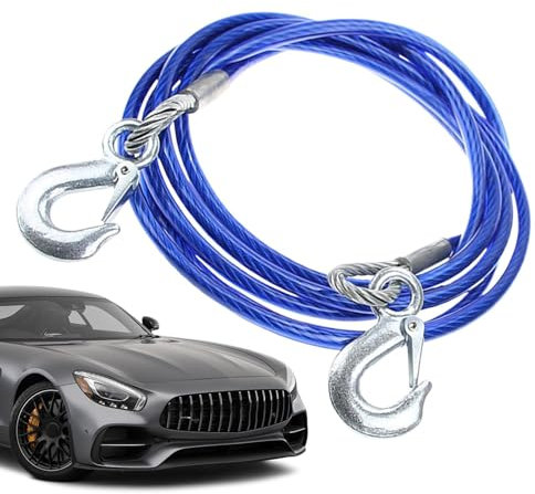 Fune di traino in filo di acciaio | Cavo di traino per veicoli pesanti con ganci - Forniture per auto, alta resistenza alla trazione, facile installazione per camion, barche