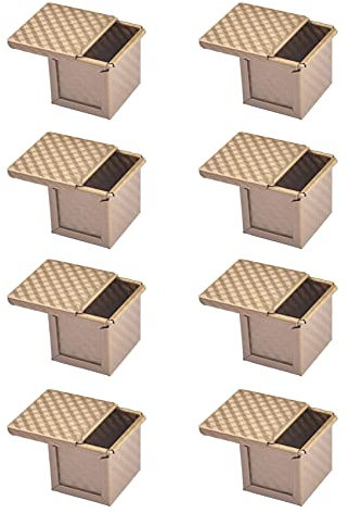 Non Stick Square Loaf Pan Set with Lid 8 Pack Mini Toast Mould Pullman Bread Pan for Homemade Bread