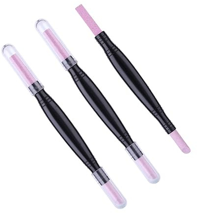 Pp Stylo à Cuticules Double Extrémité 3 Pièces pour Manucure | Forme Stylo, Facile à Transporter, pour Art Ongulaire et Apprentie, Ponçage Fin, Usage sur Extensions