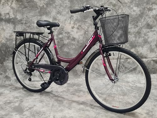 Generisch 26 Zoll Damencityrad SAFIRO 21-Gang Kettenschaltung, Gepäckträger, Korb NEU 2608-LILA Bitte BEACHTEN AB 155 cm KÖPERGRÖSSE GEEIGNET !!!!!!!