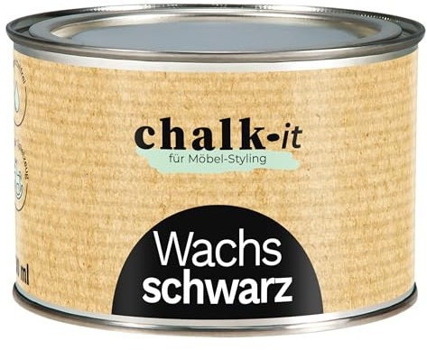 Chalk-it Möbelwachs 400ml Schwarz Möbelschutz Holzwachs Pflege Wachs | Kreidefarbe Möbelpflege & Holzschutz mit Bienenwachs Finish Versiegelung Vintage Shabby Chic