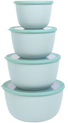 BoxedHome Salatschüssel mit Silikon Deckel 8tlg., BPA-FREE Kunststoff, Grün