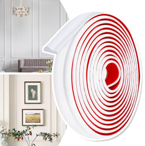 Exquilnova 5 m x 23 mm de Panneaux Muraux à Coller et Décoller, Moulure de Mur en PVC Blanc Auto-Adhésive, Trim de Quadrant DIY Flexible, Panneaux Muraux pour Murs, Cadre de Miroir, Armoire, Porte