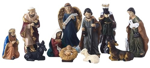 Gcroet Set med julkrubba med figurer harts födelse scen julprydnader levande realistisk Jesus födelse set för dekoration inomhus