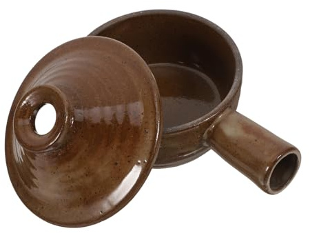 DIYEAH Cazuela de Barro con Tapa para Cocina Doméstica Olla para Sopa y Guisos Resistente Altas Temperaturas Diseño sin Juntas para Inducción y Microondas Mango Ergonómico para Fácil