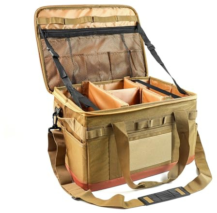 lvifloae Camping Storage Bag Large Capacity Zippered Camping Bag Cookware Storage Multi Function Picnic Basket Suitable for Hiking Cookware Travel and Vehicle Use (Khaki)