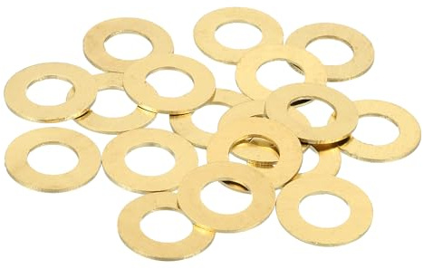 QUARKZMAN 18Pcs Rondelle Métal Plate Laiton, Kit Rondelles Écrasables Cuivre M10, 10mm ID, 20mm OD, 1mm Épaisseur pour Boulons Vis Réparation, Construction