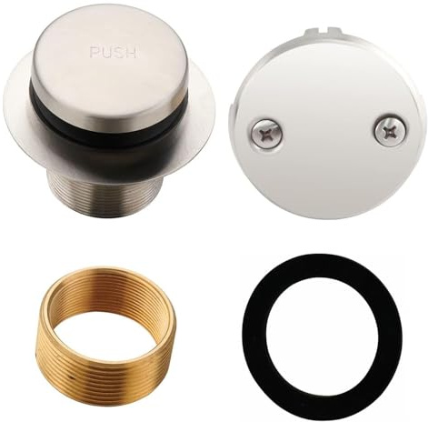 Kit de drenaje de bañera, juego de conversión con placa frontal de desbordamiento de 2 agujeros para bañera (plata cepillada)