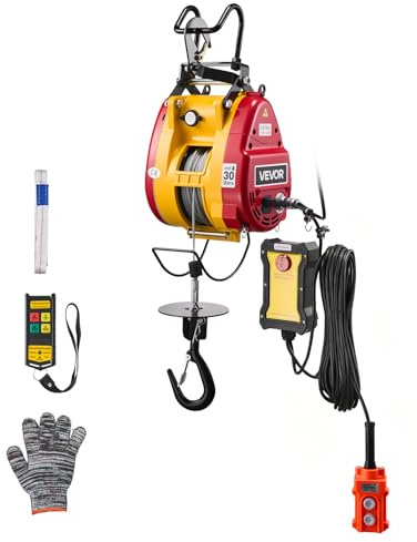VEVOR 2-in-1 Electric Hoist Winch, 660 lbs Capacity, 1500W Portable Power Winch Crane, 98.4 ft Lifting Height, 62 ft/min with Wired and Wireless Remote Control for Factory, Warehouss, Garage