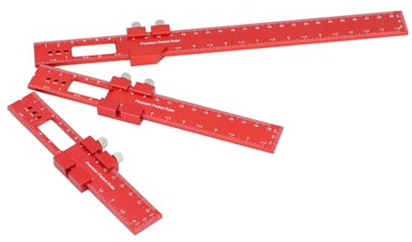 EMUKOEP Righello Calcolatore in Metallo, Strumento di Misurazione per Tracciatura CNC di Tipo T con Scale Incise Imperiali e Metriche, per la Lavorazione del Legno, Lega di Alluminio,