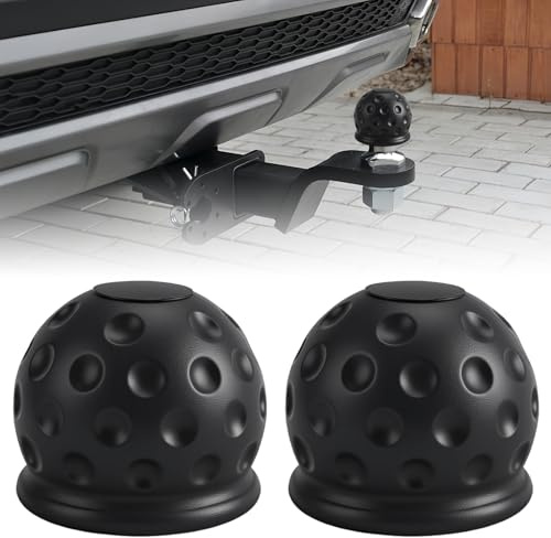 2PCs Trailer Hitch Ball Cover,50mm Universal Rubber Tow Bar Ball Covers Cap | Abrasion-Resistant & Dust-Proof Tow Bar Protector,Soft Ball Head Cap Protection Cover for Trailer Caravan Truck Car