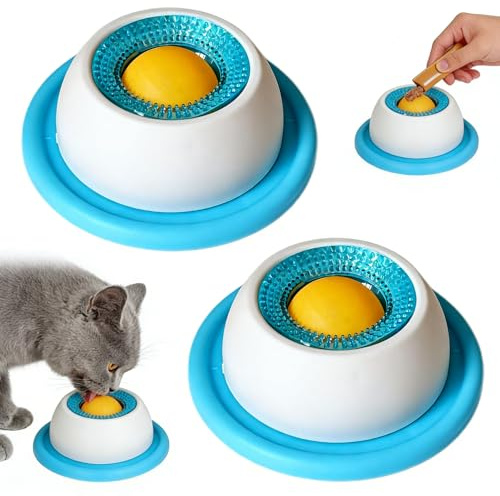 LoNinLoAn 2Pcs Dog Cat Licking Bowl, Multi-Pet Lick Mat Bowl with Rotating Ball