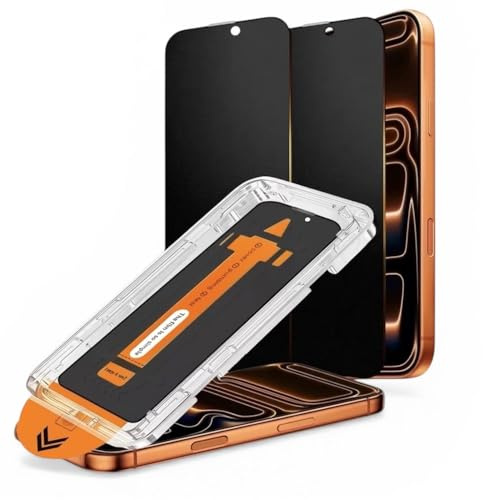 KK KENIK 2 Pack Privacy Screen Protector Glass for iPhone 12/12 Pro, Bubble Free, Easy One-Click Installation, Compatible With iphone 12/12 Pro