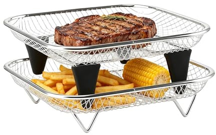 Cesta Para Air Fryer - Rejilla Apilable De Acero Inoxidable | Rejilla Deshidratadora Para Freidora De Aire De 2 Piezas - , Cocinar, Rostizar, Deshidratar, Preparar Comida, Hogar, Cocina, Bar, Apartame