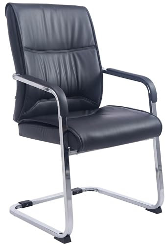 CLP Freischwinger Besucherstuhl XXL Anubis I Stabiler Und Pflegeleichter Stuhl Mit Kunstlederbezug Und Bodenschoner I 260 kg Belastbarkeit, Farbe:schwarz