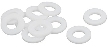 sourcing map 10St PTFE Flache Unterlegscheiben Dichtung 16mm AD 8mm ID 2mm Dicke Weiß