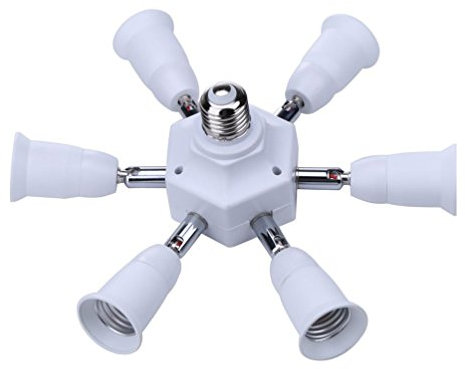 Fineled 7-in-1-Lampenfassungs-Adapter-Splitter, E26, E27, Universal-Lampenhalter, um 360 Grad verstellbar, um 180 Grad biegbar