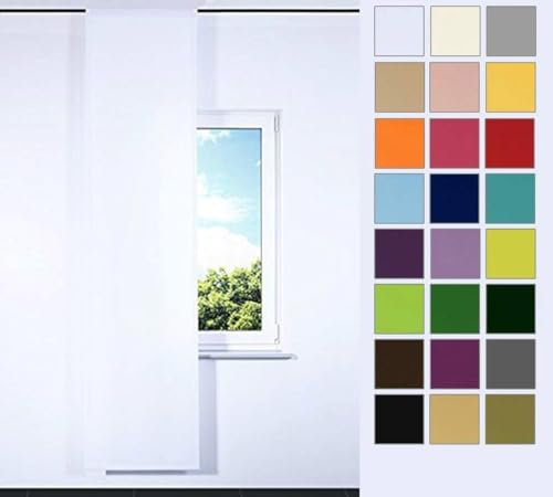 Rollmayer SCHIEBEVORHANG FLACHENVORHANG SCHIEBEPANEL SCHIEBEGARDINE Vorhang RAUMTEILER 60 x 245 cm Kollektion Vivid(Weiß 1, Klettband + Paneelwagen)