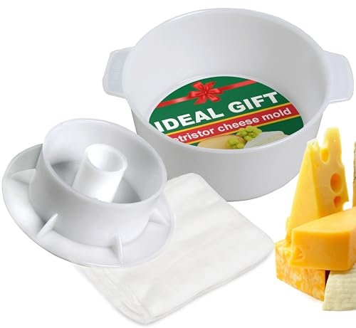 Kit de fabricación de quesos – molde de queso 1,2 L con un pistón seguidor y gasa de algodón – Cesta para hacer queso – Paneer Maker – Molde en forma de queso
