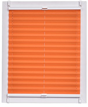 Sunlines Plissee Made in Germany, Tageslicht, Crepes Uni Klemmfix, Weisse Schiene, 90 x 150 Plissee, Stoff, Orange, 90 x 2.3 x 150 cm, 1 Einheiten